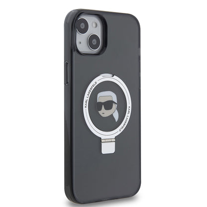 Futrola MagSafe za Apple iPhone 15 Plus, Karl Lagerfeld, Ring Stand Karl's Head, Crna