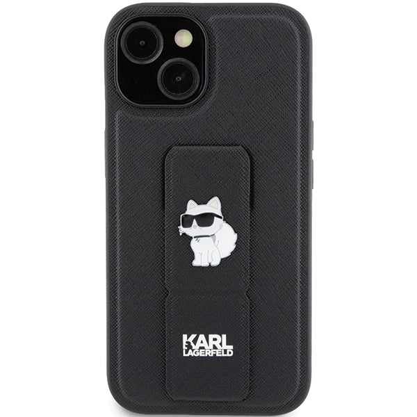 MagSafe futrola za Apple iPhone 15 Plus, Karl Lagerfeld, Saffiano Gripstand Choupette, Crna