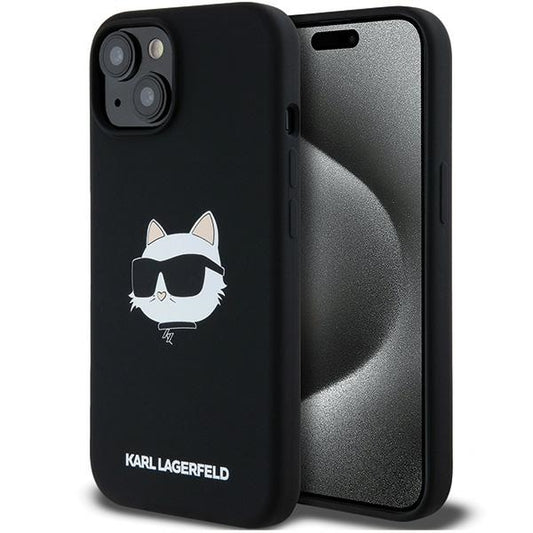 Futrola MagSafe za Apple iPhone 15 Plus, Karl Lagerfeld, Silikonska Choupette's Head, Crna