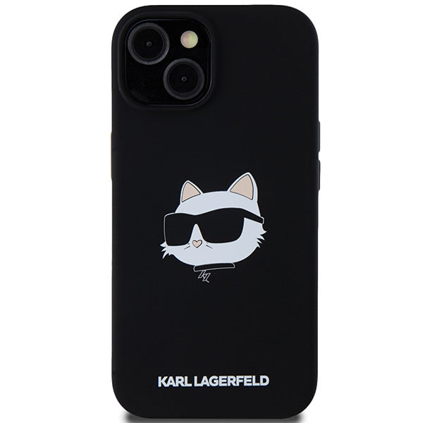 Futrola MagSafe za Apple iPhone 15 Plus, Karl Lagerfeld, Silikonska Choupette's Head, Crna