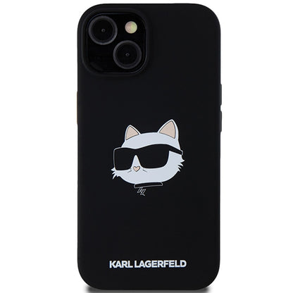 Futrola MagSafe za Apple iPhone 15 Plus, Karl Lagerfeld, Silikonska Choupette's Head, Crna