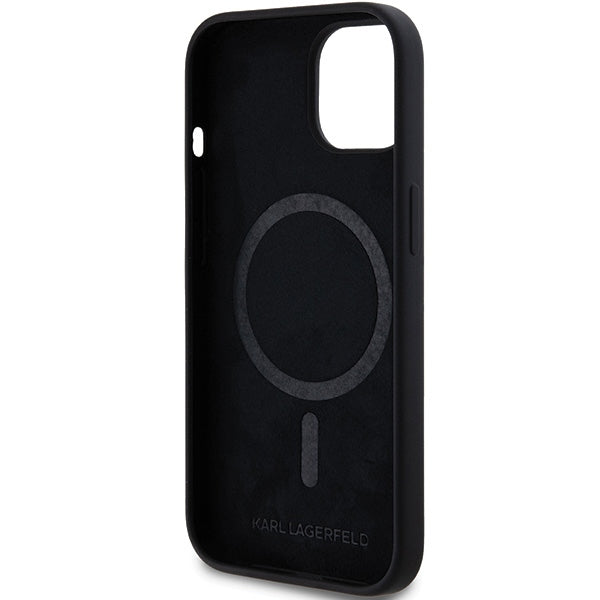 Futrola MagSafe za Apple iPhone 15 Plus, Karl Lagerfeld, Silikonska Choupette's Head, Crna