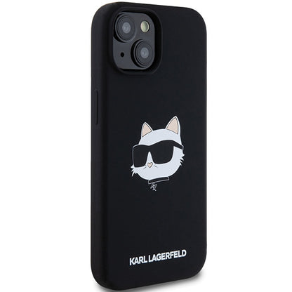 Futrola MagSafe za Apple iPhone 15 Plus, Karl Lagerfeld, Silikonska Choupette's Head, Crna