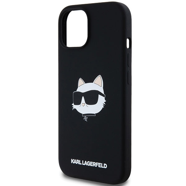 Futrola MagSafe za Apple iPhone 15 Plus, Karl Lagerfeld, Silikonska Choupette's Head, Crna