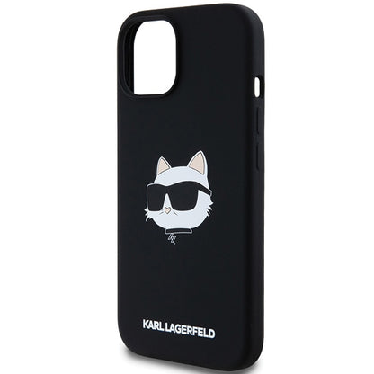 Futrola MagSafe za Apple iPhone 15 Plus, Karl Lagerfeld, Silikonska Choupette's Head, Crna