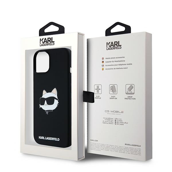 Futrola MagSafe za Apple iPhone 15 Plus, Karl Lagerfeld, Silikonska Choupette's Head, Crna