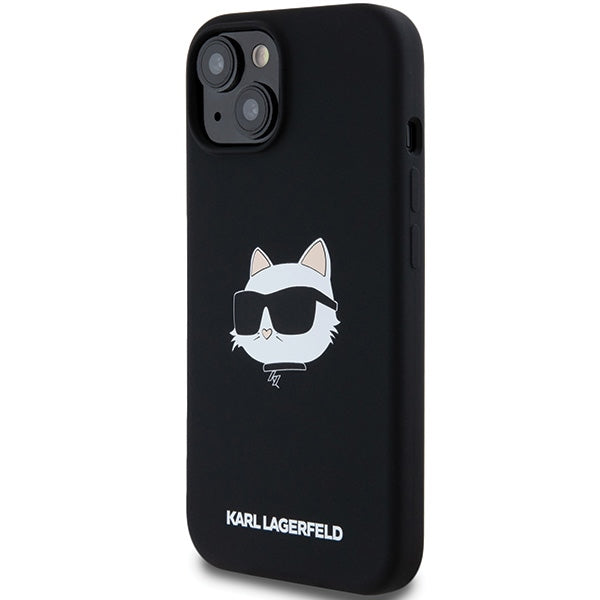 Futrola MagSafe za Apple iPhone 15 Plus, Karl Lagerfeld, Silikonska Choupette's Head, Crna