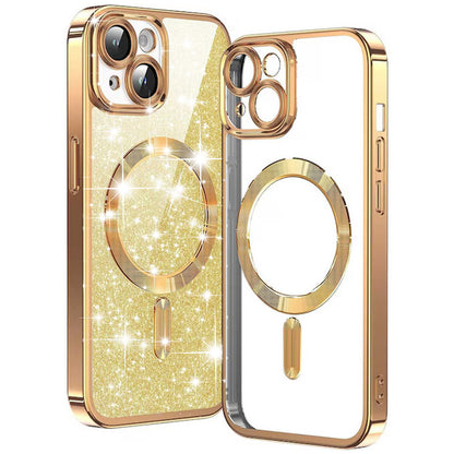 MagSafe futrola za Apple iPhone 15 Plus, Techsuit, Luxury Glitter, Zlatna