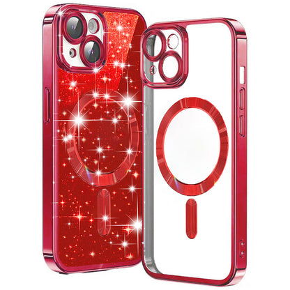 MagSafe futrola za Apple iPhone 15 Plus, Techsuit, Luxury Glitter, Crvena