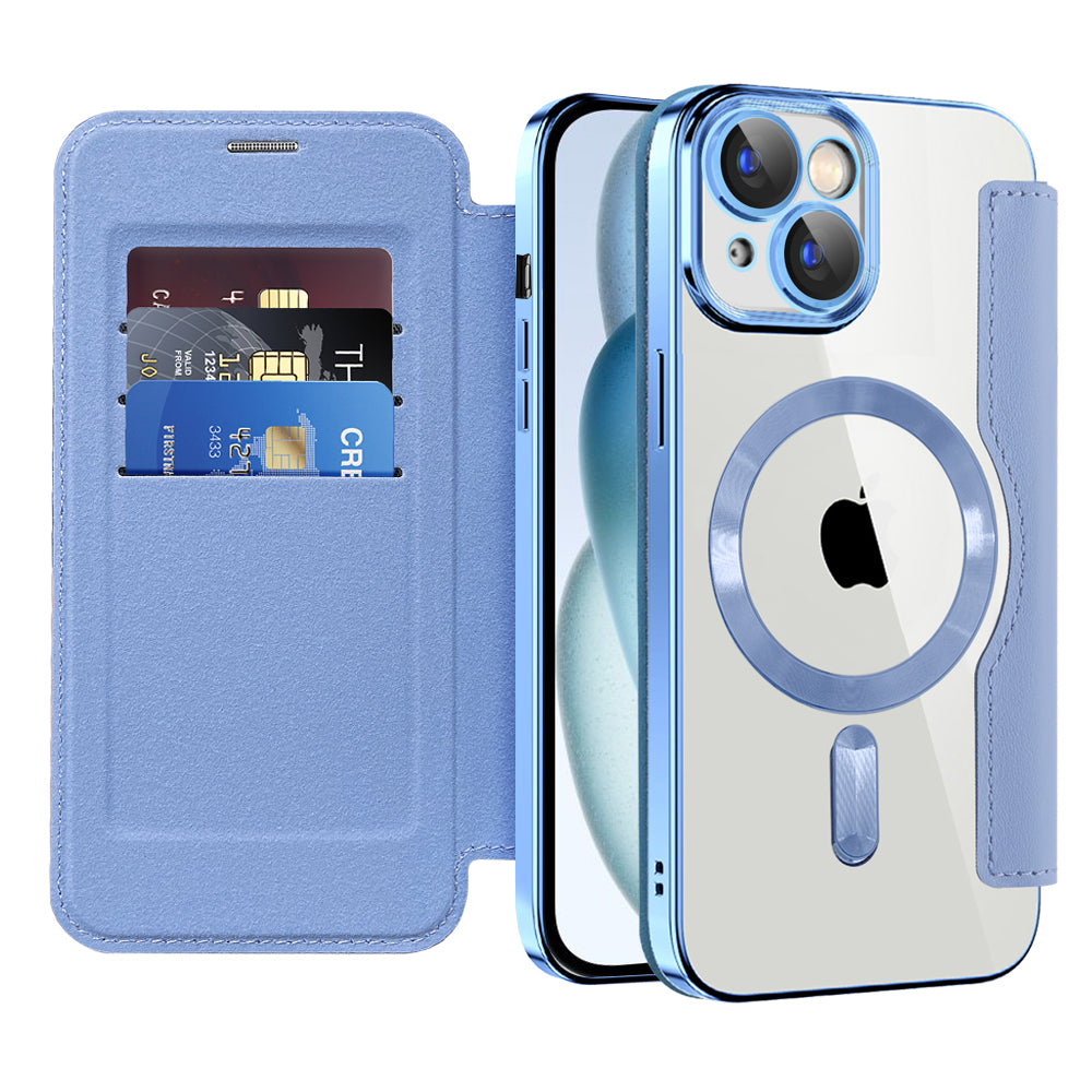 MagSafe futrola za Apple iPhone 15 Plus, Techsuit, SmartMag Book, Plava