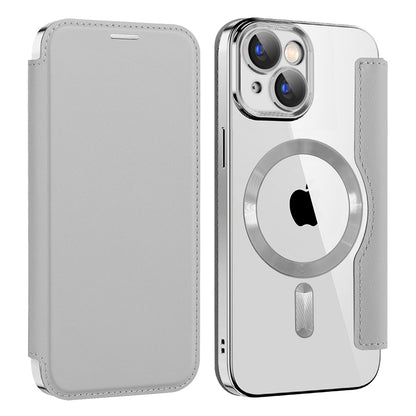 MagSafe futrola za Apple iPhone 15 Plus, Techsuit, SmartMag Book, Siva