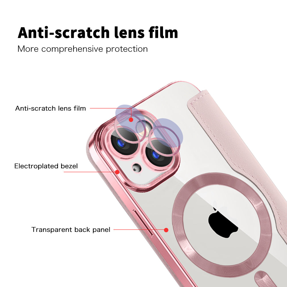 MagSafe futrola za Apple iPhone 15 Plus, Techsuit, SmartMag Book, Roza