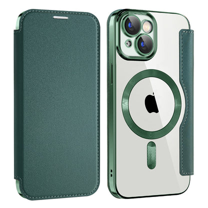 MagSafe futrola za Apple iPhone 15 Plus, Techsuit, SmartMag Book, Zelena