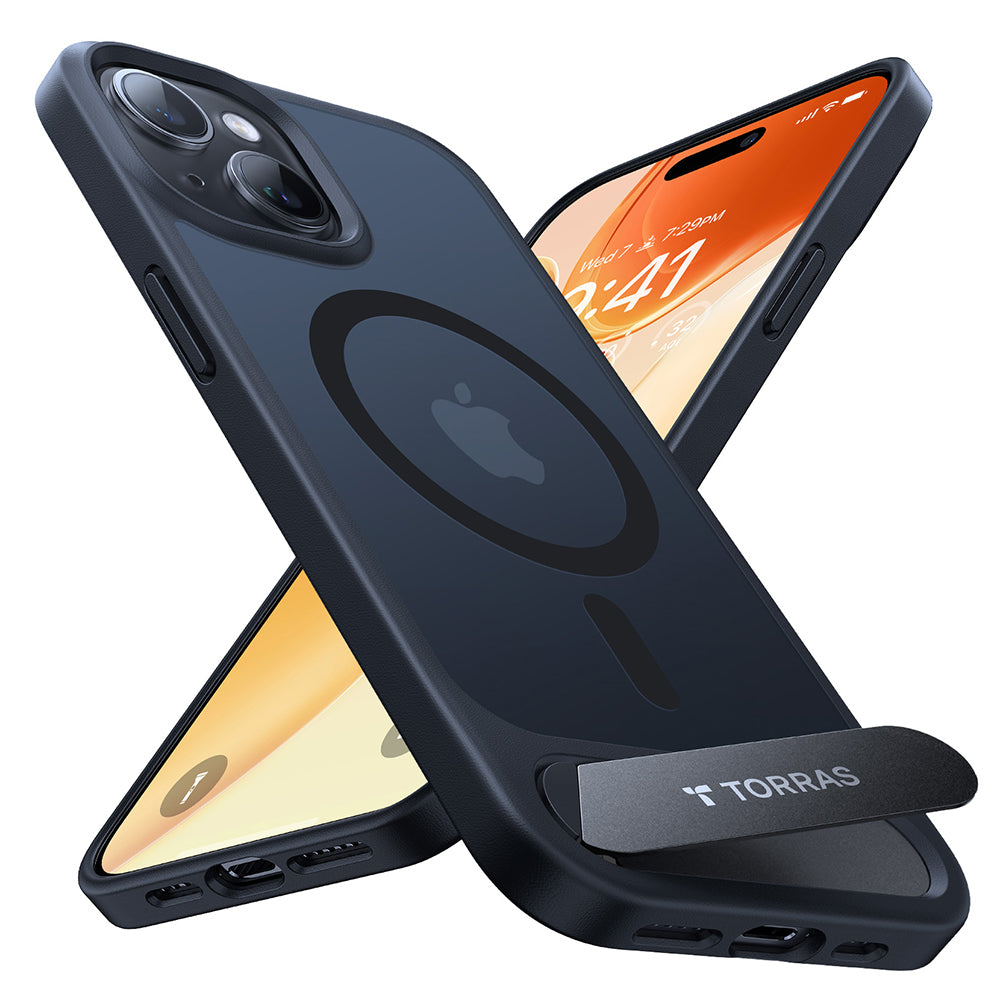 MagSafe torbica za Apple iPhone 15 Plus, Torras, Pstand, Crna