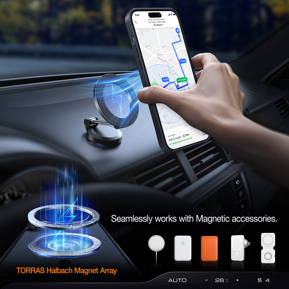 MagSafe torbica za Apple iPhone 15 Plus, Torras, Pstand, Crna