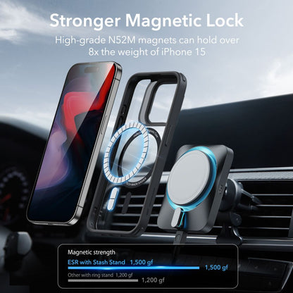 Futrola MagSafe za Apple iPhone 15 Pro, ESR, Classic Hybrid Kickstand, Crno Prozirna