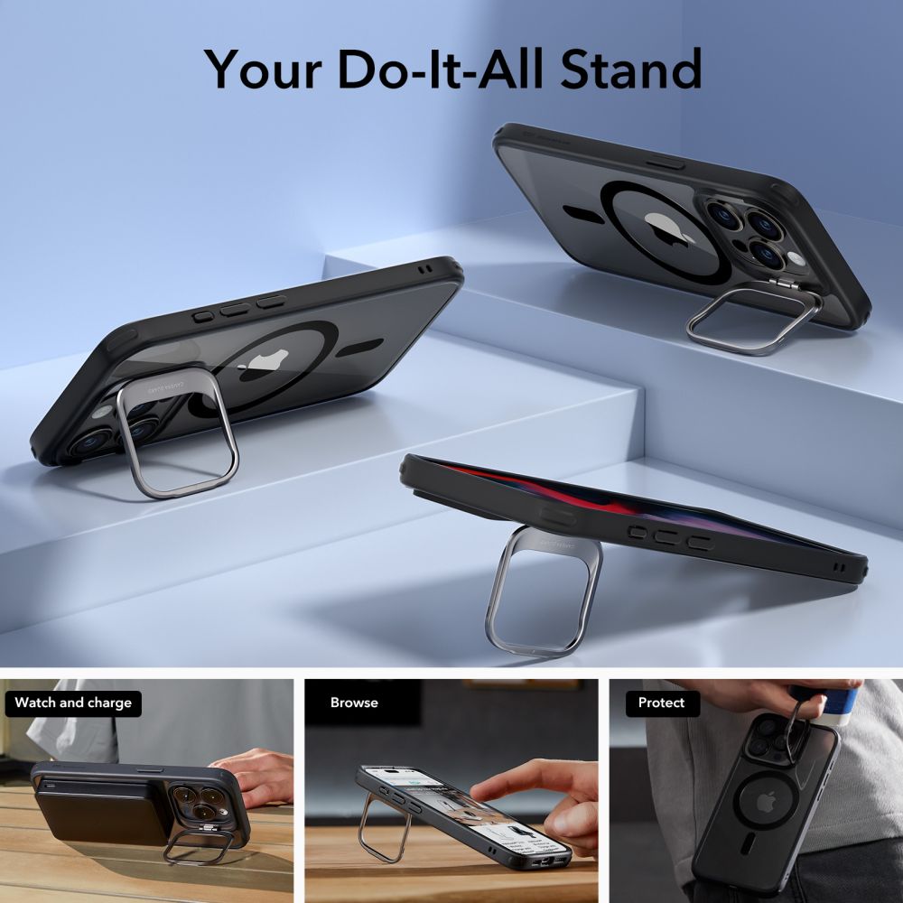 Futrola MagSafe za Apple iPhone 15 Pro, ESR, Classic Hybrid Kickstand, Crno Prozirna
