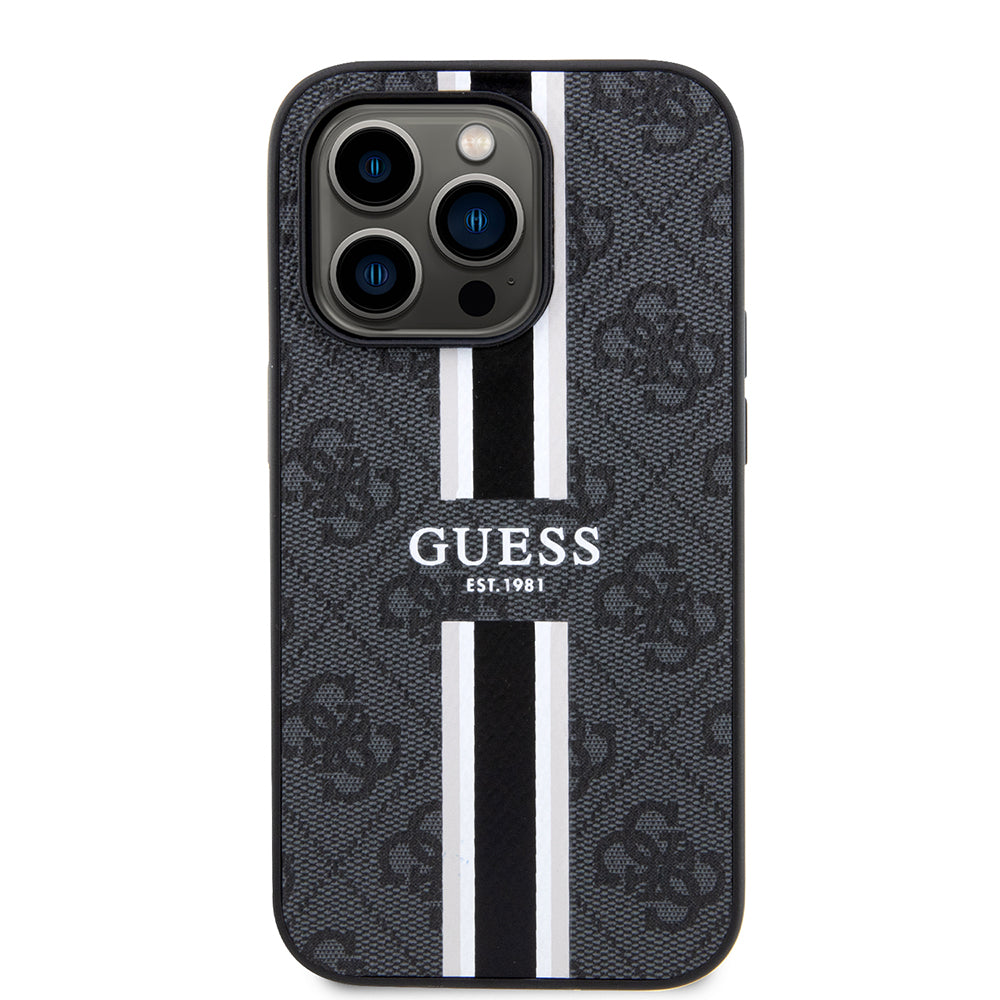 MagSafe futrola za Apple iPhone 15 Pro, Guess, 4G Printed Stripes, Crna