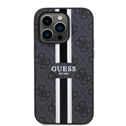 MagSafe futrola za Apple iPhone 15 Pro, Guess, 4G Printed Stripes, Crna