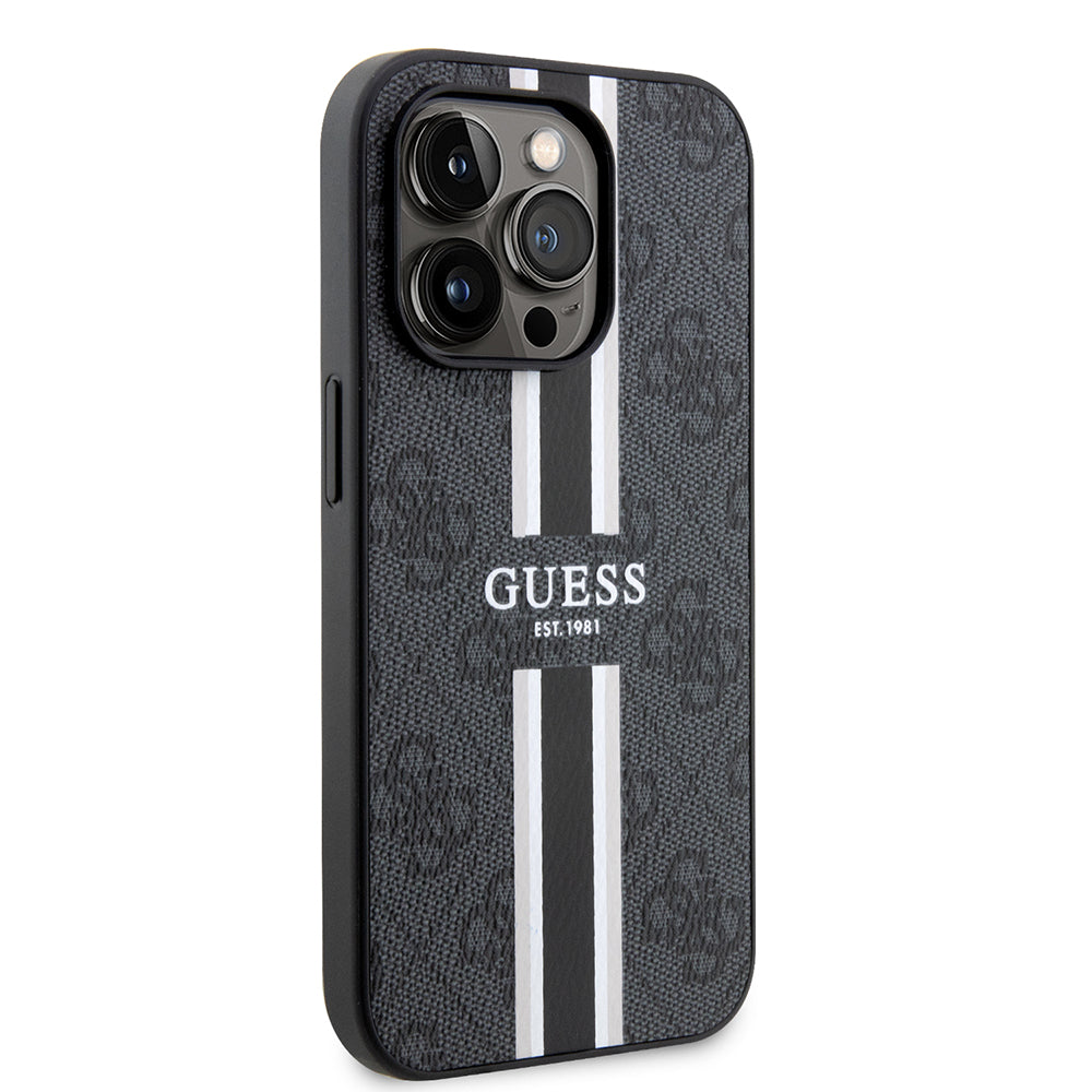 MagSafe futrola za Apple iPhone 15 Pro, Guess, 4G Printed Stripes, Crna