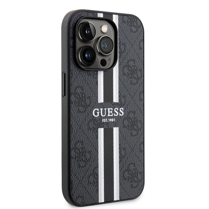 MagSafe futrola za Apple iPhone 15 Pro, Guess, 4G Printed Stripes, Crna
