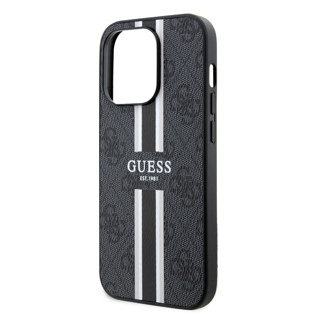 MagSafe futrola za Apple iPhone 15 Pro, Guess, 4G Printed Stripes, Crna