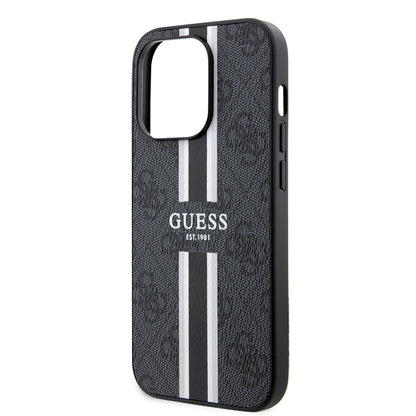 MagSafe futrola za Apple iPhone 15 Pro, Guess, 4G Printed Stripes, Crna