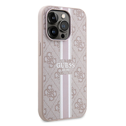 MagSafe futrola za Apple iPhone 15 Pro, Guess, 4G Printed Stripes, Roza