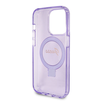 Futrola MagSafe za Apple iPhone 15 Pro, Guess, IML Ring Stand Glitter, Ljubičasta