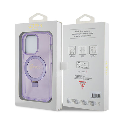 Futrola MagSafe za Apple iPhone 15 Pro, Guess, IML Ring Stand Glitter, Ljubičasta