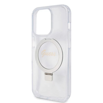 Futrola MagSafe za Apple iPhone 15 Pro, Guess, IML Ring Stand Glitter, Prozirna