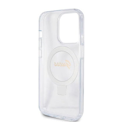 Futrola MagSafe za Apple iPhone 15 Pro, Guess, IML Ring Stand Glitter, Prozirna