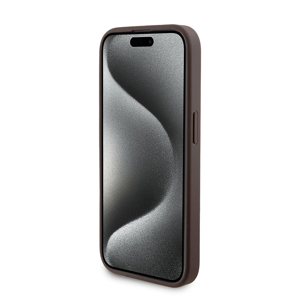 MagSafe futrola za Apple iPhone 15 Pro, Guess, Powerbank 4G Metal Logo, Smeđa