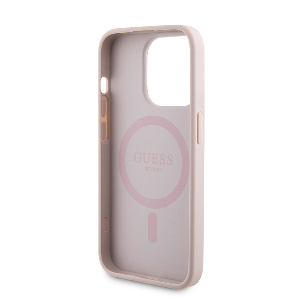 MagSafe futrola za Apple iPhone 15 Pro, Guess, Powerbank 4G Metal Logo, Roza