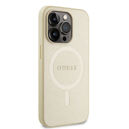 Futrola MagSafe za Apple iPhone 15 Pro, Guess, Saffiano, Bež