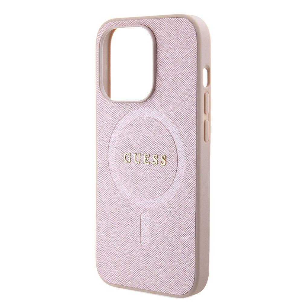 MagSafe futrola za Apple iPhone 15 Pro, Guess, Saffiano, Roza