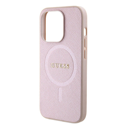 MagSafe futrola za Apple iPhone 15 Pro, Guess, Saffiano, Roza