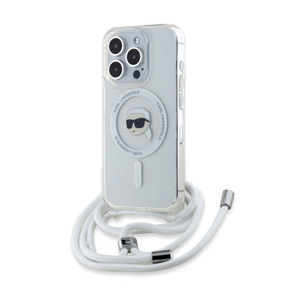 Futrola MagSafe za Apple iPhone 15 Pro, Karl Lagerfeld, IML Crossbody Karl's Head, Prozirna