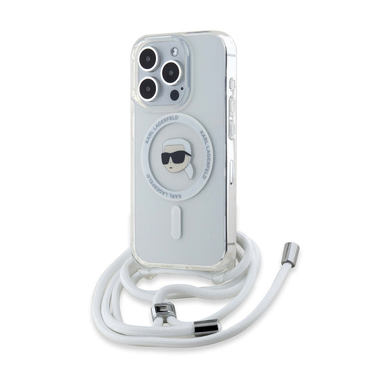 Futrola MagSafe za Apple iPhone 15 Pro, Karl Lagerfeld, IML Crossbody Karl's Head, Prozirna