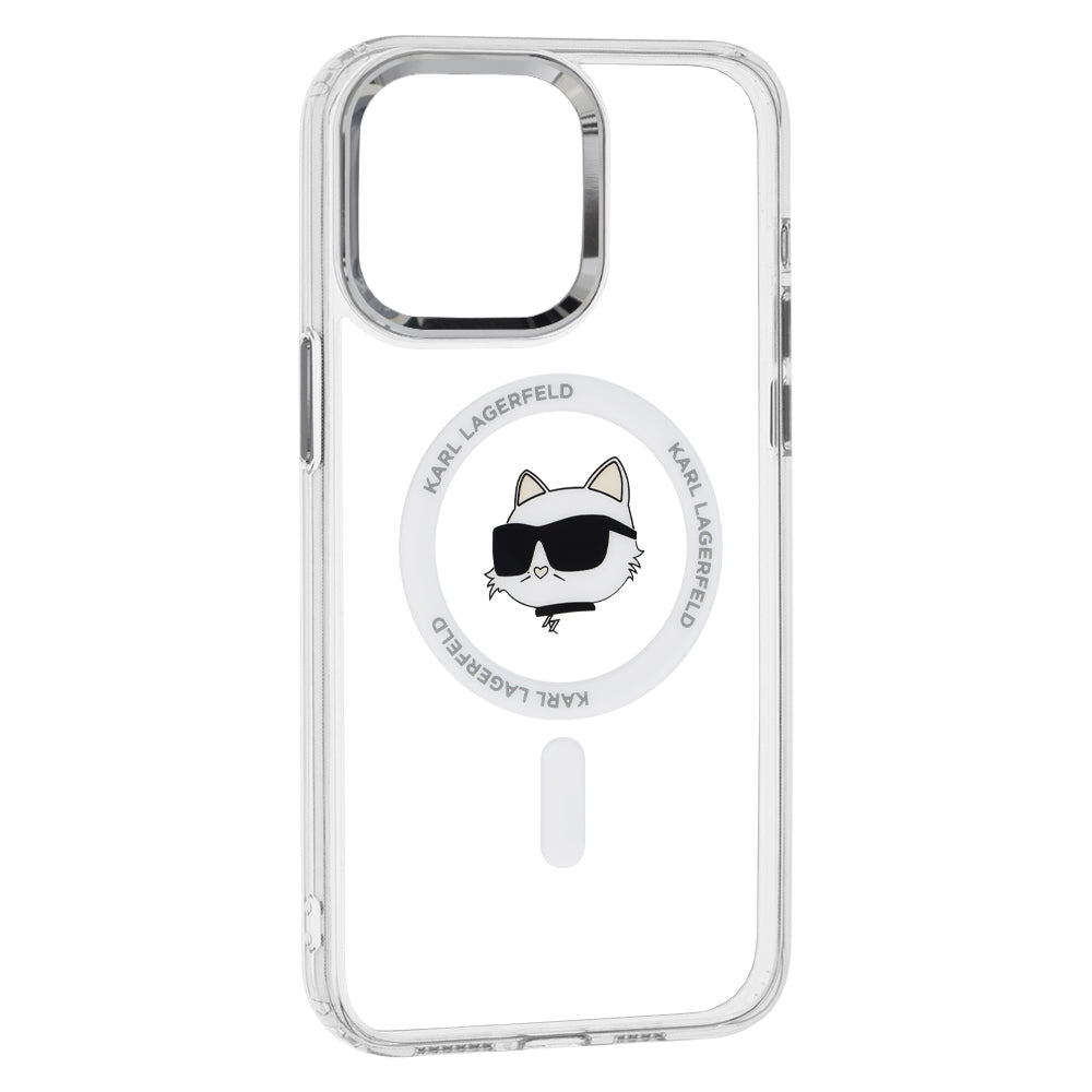 Futrola MagSafe za Apple iPhone 15 Pro, Karl Lagerfeld, IML Metal Choupette's Head, Bijela