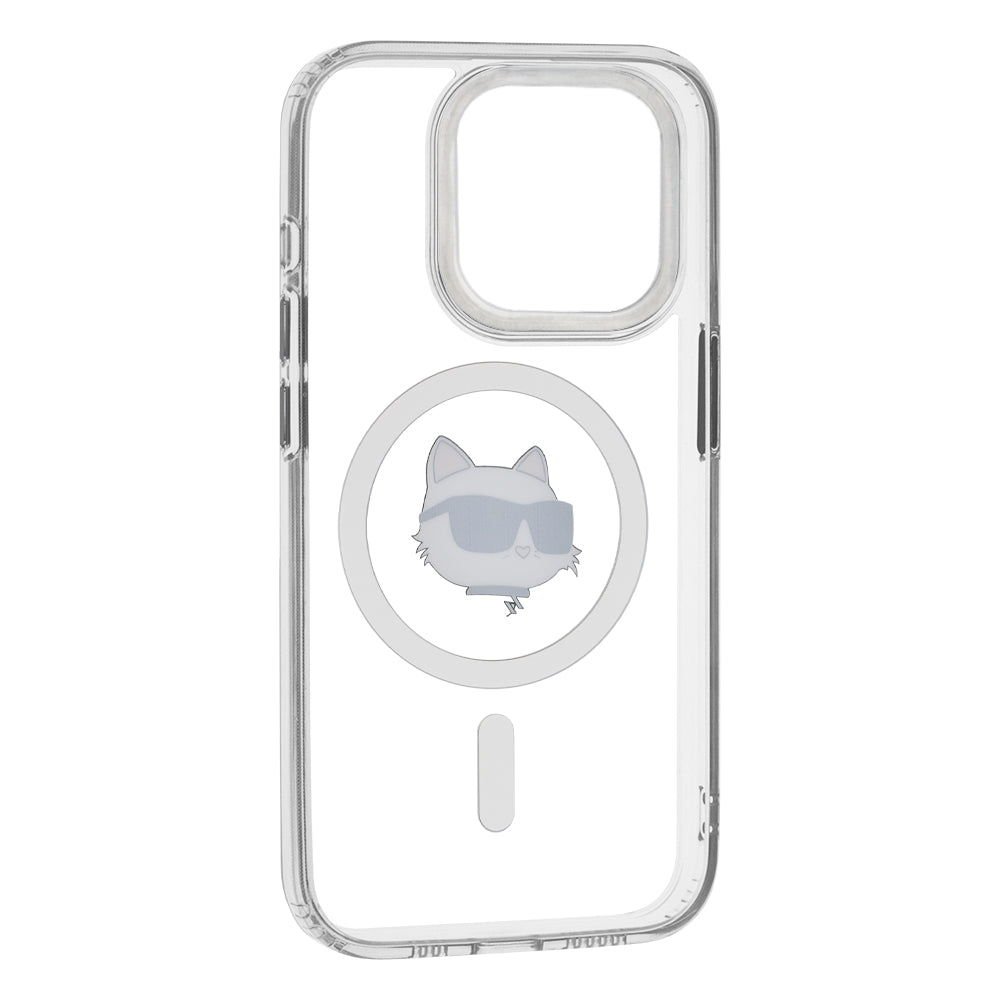 Futrola MagSafe za Apple iPhone 15 Pro, Karl Lagerfeld, IML Metal Choupette's Head, Bijela