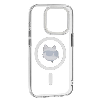 Futrola MagSafe za Apple iPhone 15 Pro, Karl Lagerfeld, IML Metal Choupette's Head, Bijela