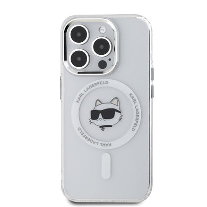 Futrola MagSafe za Apple iPhone 15 Pro, Karl Lagerfeld, IML Metal Choupette's Head, Bijela