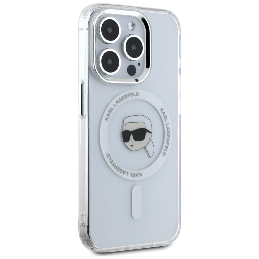 Futrola MagSafe za Apple iPhone 15 Pro, Karl Lagerfeld, IML Metal Karl's Head, Bijela