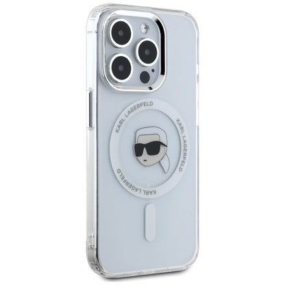 Futrola MagSafe za Apple iPhone 15 Pro, Karl Lagerfeld, IML Metal Karl's Head, Bijela