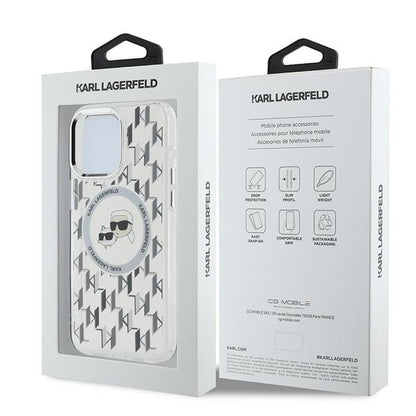 Futrola MagSafe za Apple iPhone 15 Pro, Karl Lagerfeld, IML Monogram Karl & Choupette's Heads, Prozirna