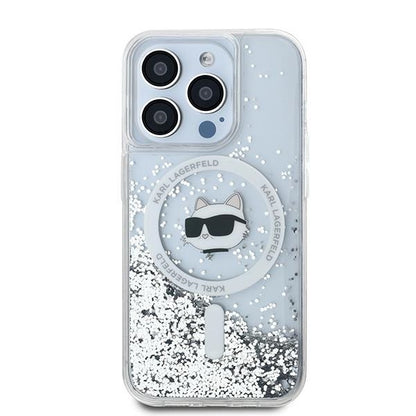 Futrola MagSafe za Apple iPhone 15 Pro, Karl Lagerfeld, Liquid Glitter Choupette Head, Prozirna