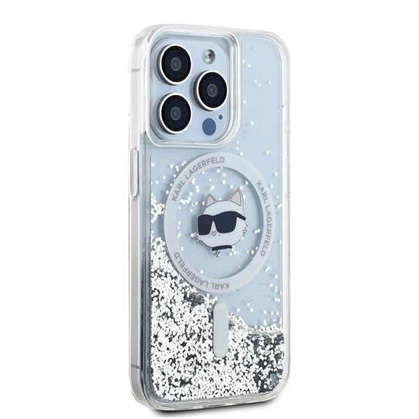 Futrola MagSafe za Apple iPhone 15 Pro, Karl Lagerfeld, Liquid Glitter Choupette Head, Prozirna