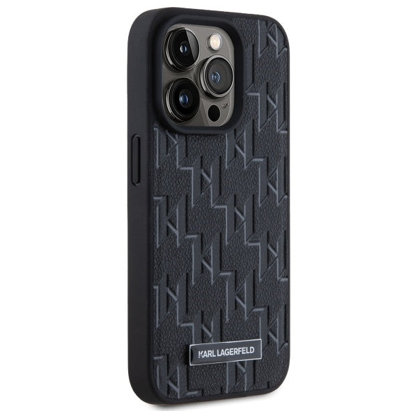 Futrola MagSafe za Apple iPhone 15 Pro, Karl Lagerfeld, Monogram Metal Logo, Crna