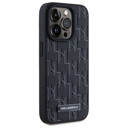 Futrola MagSafe za Apple iPhone 15 Pro, Karl Lagerfeld, Monogram Metal Logo, Crna